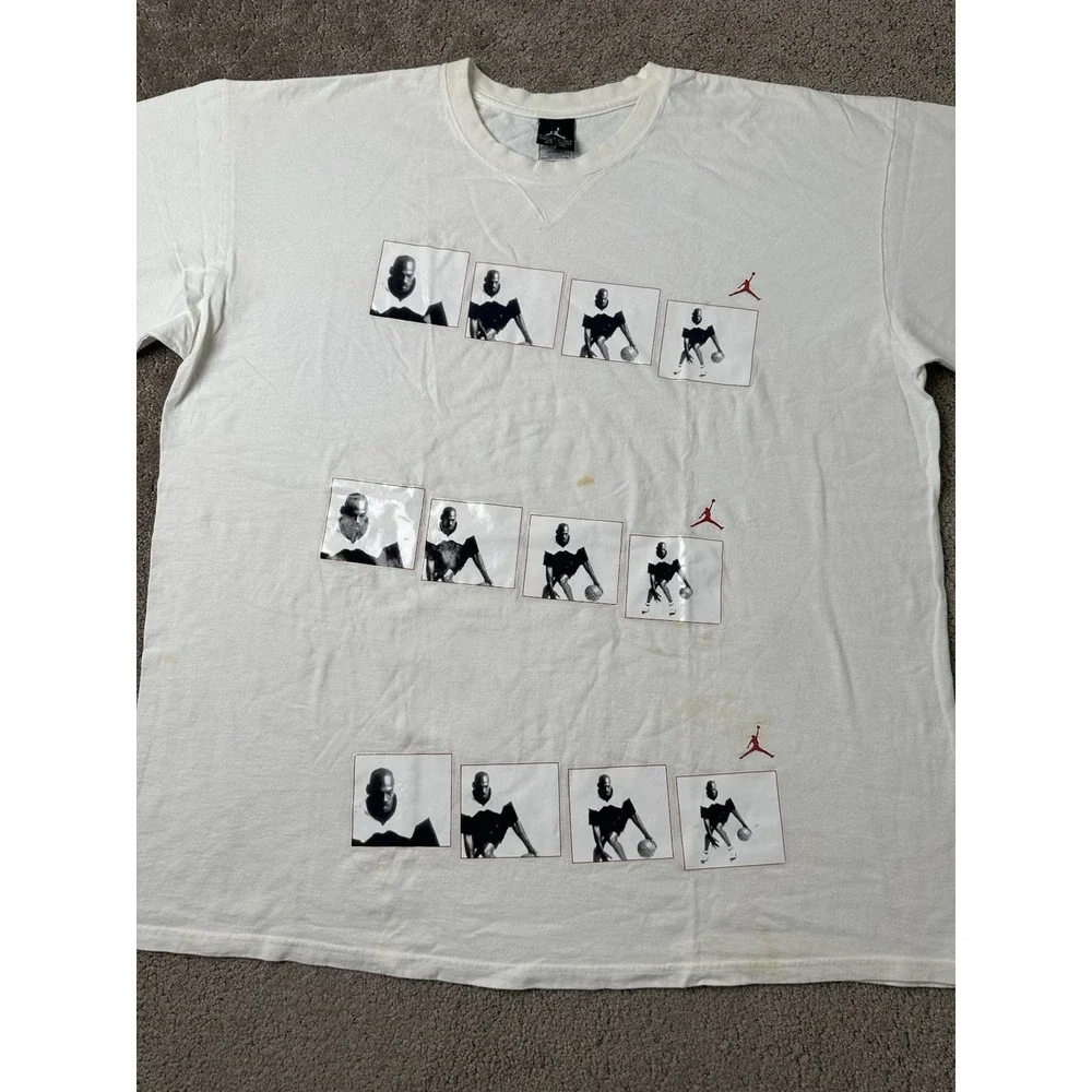Vintage Mens T-shirt 90s Jordan Michael Jordan Photo Grid White Jumpman Size XXL